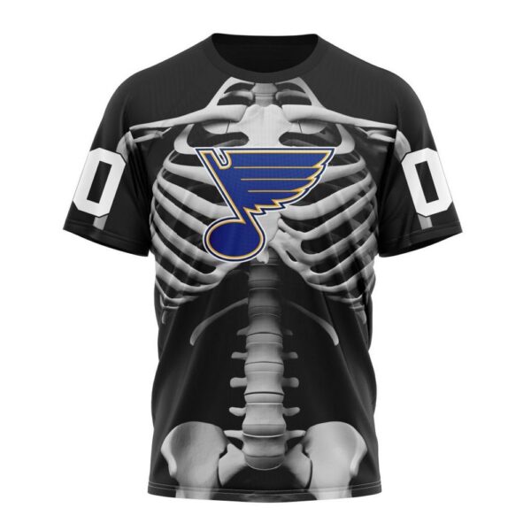 Customized NHL St. Louis Blues T-Shirt Special Skeleton Costume For Halloween T-Shirt