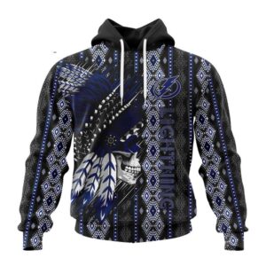 Customized NHL Tampa Bay Lightning Hoodie Special Skull Native Design Hoodie 1