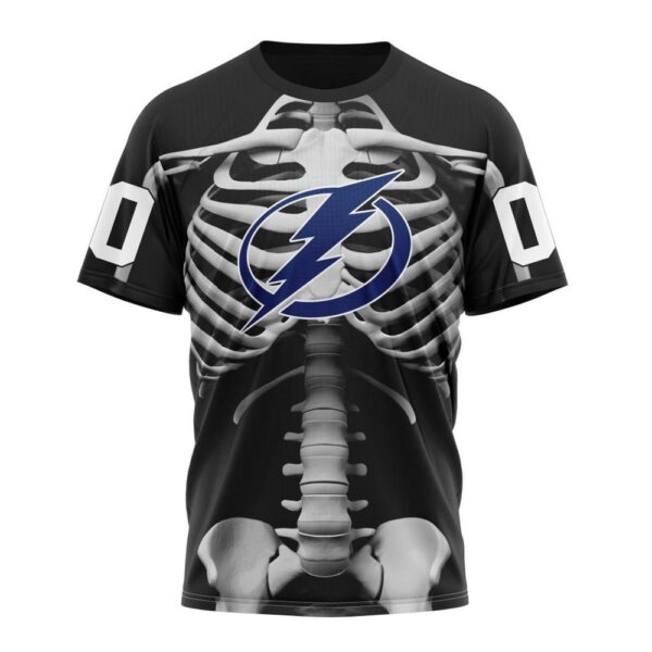 Customized NHL Tampa Bay Lightning T-Shirt Special Skeleton Costume For Halloween T-Shirt