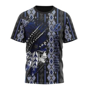 Customized NHL Tampa Bay Lightning T Shirt Special Skull Native Design T Shirt 1