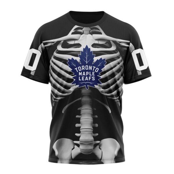 Customized NHL Toronto Maple Leafs T-Shirt Special Skeleton Costume For Halloween T-Shirt