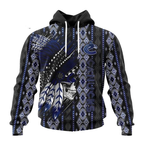 Customized NHL Vancouver Canucks Hoodie Special Skull Native Design Hoodie