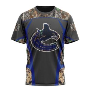 Customized NHL Vancouver Canucks T Shirt Special Camo Hunting Design T Shirt 1