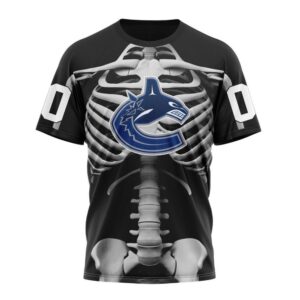 Customized NHL Vancouver Canucks T Shirt Special Skeleton Costume For Halloween T Shirt 1