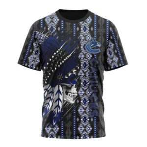 Customized NHL Vancouver Canucks T Shirt Special Skull Native Design T Shirt 1