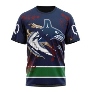 Customized NHL Vancouver Canucks T Shirt Specialized Design Jersey With Your Ribs For Halloween T Shirt 1