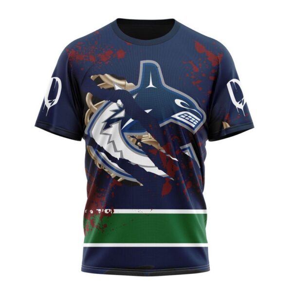 Customized NHL Vancouver Canucks T-Shirt Specialized Design Jersey With Your Ribs For Halloween T-Shirt