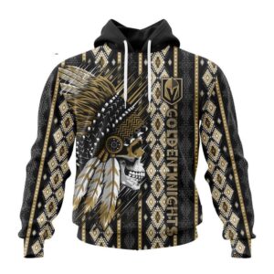 Customized NHL Vegas Golden Knights Hoodie Special Skull Native Design Hoodie 1