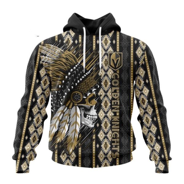 Customized NHL Vegas Golden Knights Hoodie Special Skull Native Design Hoodie