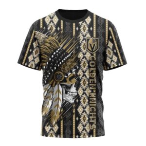 Customized NHL Vegas Golden Knights T Shirt Special Skull Native Design T Shirt 1