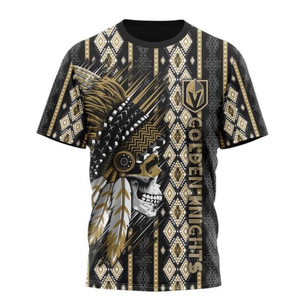 Customized NHL Vegas Golden Knights T-Shirt Special Skull Native Design T-Shirt