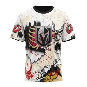 Customized NHL Vegas Golden Knights T Shirt Special Zombie Style For Halloween T Shirt 1