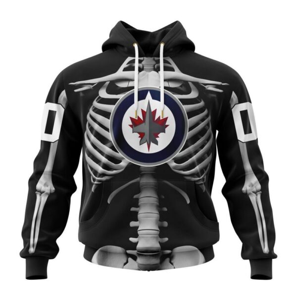 Customized NHL Winnipeg Jets Hoodie Special Skeleton Costume For Halloween Hoodie