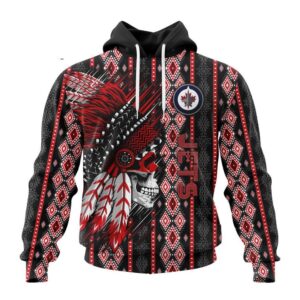 Customized NHL Winnipeg Jets Hoodie Special Skull Native Design Hoodie 1