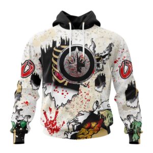 Customized NHL Winnipeg Jets Hoodie Special Zombie Style For Halloween Hoodie 1