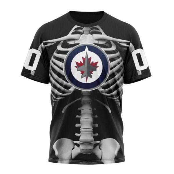 Customized NHL Winnipeg Jets T-Shirt Special Skeleton Costume For Halloween T-Shirt