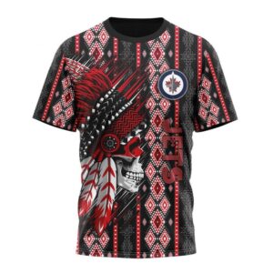 Customized NHL Winnipeg Jets T Shirt Special Skull Native Design T Shirt 1