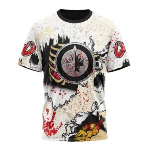 Customized NHL Winnipeg Jets T Shirt Special Zombie Style For Halloween T Shirt 1