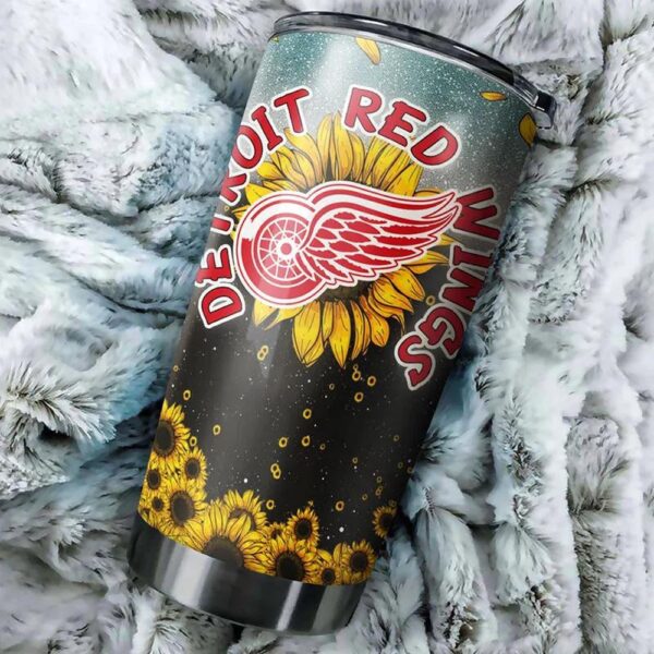 Detroit Red Wings Sunflower Design Tumbler Perfect For Fans