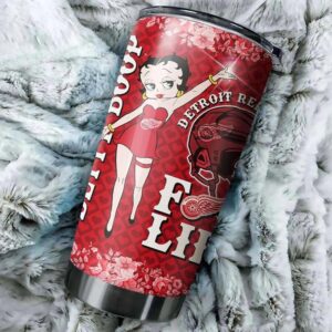 Detroit Red Wings Tumbler Betty Boop With Retro Design 1