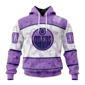Edmonton Oilers Hoodie Special Lavender Fight Cancer Hoodie 1 1