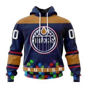 Edmonton Oilers Hoodie Specialized Unisex Kits Hockey Fights Against Autism Hoodie 1