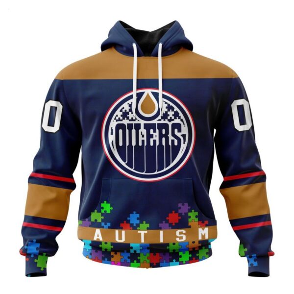 Edmonton Oilers Hoodie Specialized Unisex Kits Hockey Fights Against Autism Hoodie