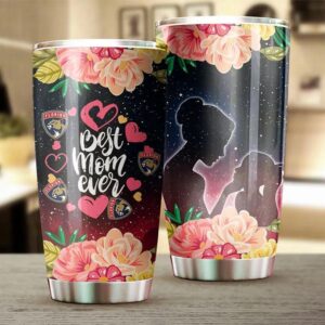 Florida Panthers Tumbler Best Mom Ever With Cool Flower 2