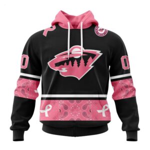 Minnesota Wild Hoodie Specialized Design In Classic Style With Paisley! WE WEAR PINK BREAST CANCER Hoodie 1