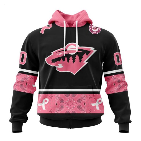 Minnesota Wild Hoodie Specialized Design In Classic Style With Paisley! WE WEAR PINK BREAST CANCER Hoodie