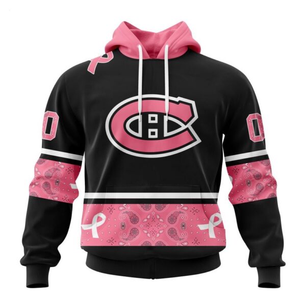 Montreal Canadiens Hoodie Specialized Design In Classic Style With Paisley! WE WEAR PINK BREAST CANCER Hoodie
