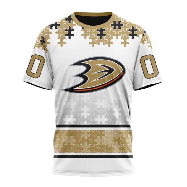 NHL Anaheim Ducks 3D T-Shirt Special Autism Awareness Design With Home Jersey Style Hoodie