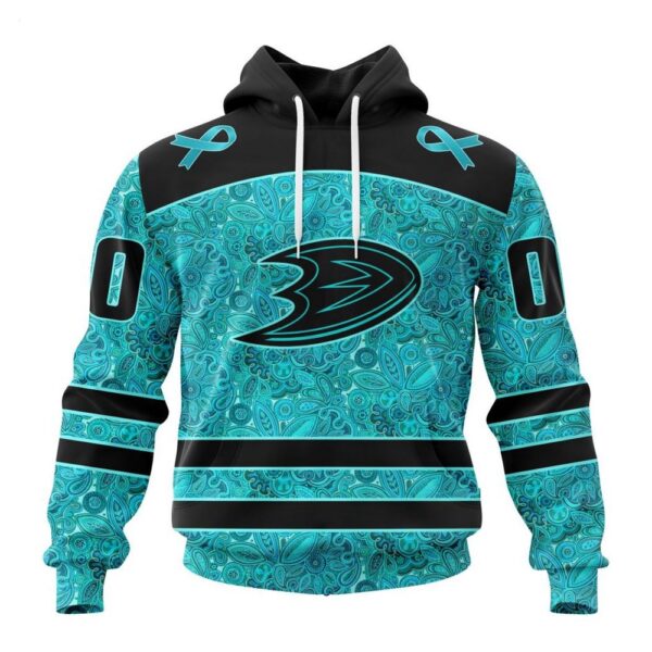 NHL Anaheim Ducks Hoodie Special Design Fight Ovarian Cancer Hoodie