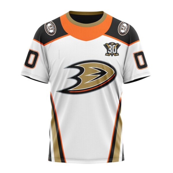 NHL Anaheim Ducks Personalized 2024 Away With 30th Anniversary Logo T-Shirt