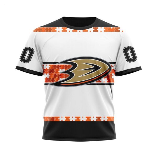 NHL Anaheim Ducks T-Shirt Autism Awareness Custom Name And Number 3D T-Shirt