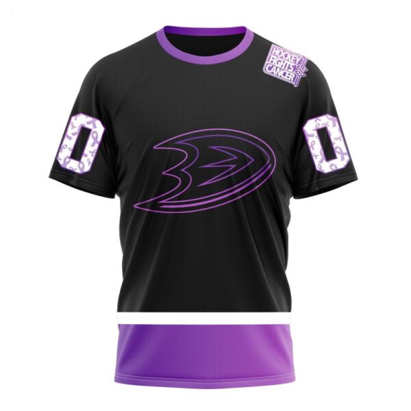 NHL Anaheim Ducks T-Shirt Special Black Hockey Fights Cancer Kits 3D T-Shirt