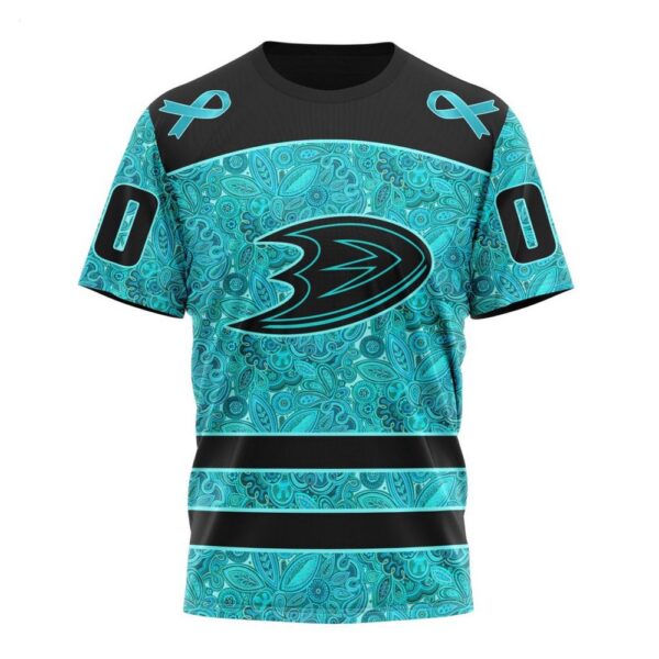 NHL Anaheim Ducks T-Shirt Special Design Fight Ovarian Cancer 3D T-Shirt