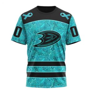 NHL Anaheim Ducks T Shirt Special Design Fight Ovarian Cancer T Shirt 1