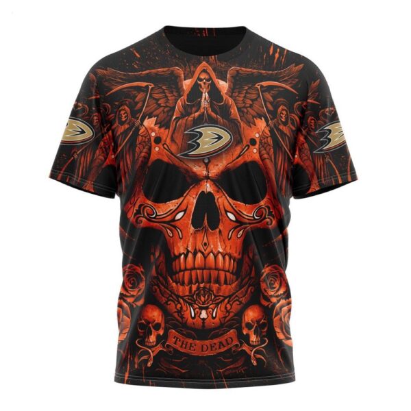 NHL Anaheim Ducks T-Shirt Special Design With Skull Art T-Shirt