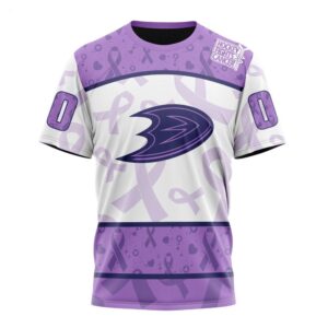 NHL Anaheim Ducks T Shirt Special Lavender Fight Cancer T Shirt 1 1