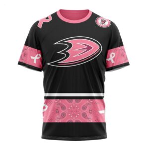 NHL Anaheim Ducks T Shirt Specialized Design In Classic Style With Paisley! WE WEAR PINK BREAST CANCER T Shirt 1