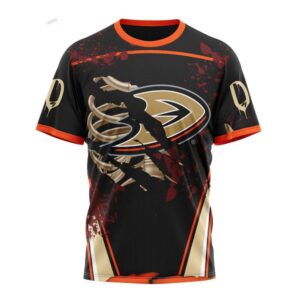 NHL Anaheim Ducks T Shirt Specialized Design Jersey With Your Ribs For Halloween 3D T Shirt 1