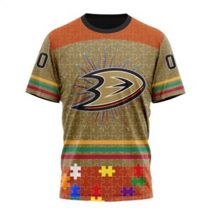 NHL Anaheim Ducks T Shirt Specialized Design With Fearless Aganst Autism Concept T Shirt 1