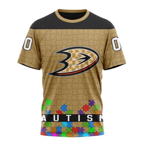 NHL Anaheim Ducks T-Shirt Specialized Unisex Kits Hockey Fights Against Autism T-Shirt