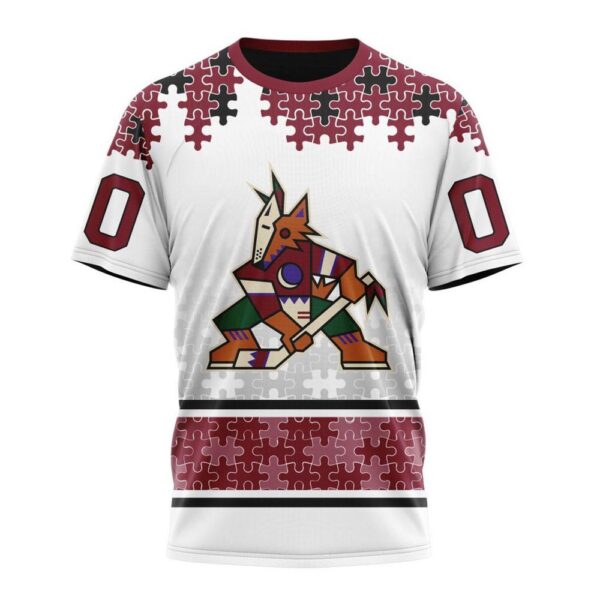 NHL Arizona Coyotes 3D T-Shirt Special Autism Awareness Design With Home Jersey Style Hoodie