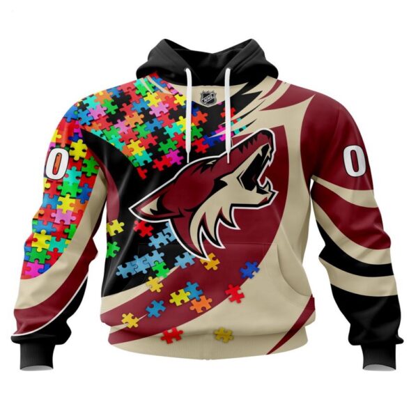 NHL Arizona Coyotes Hoodie Autism Awareness 3D Hoodie For Sports Fans