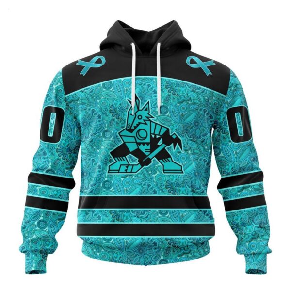 NHL Arizona Coyotes Hoodie Special Design Fight Ovarian Cancer Hoodie