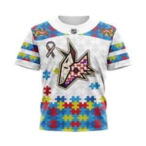NHL Arizona Coyotes T Shirt Autism Awareness 3D T Shirt 1
