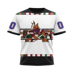 NHL Arizona Coyotes T Shirt Autism Awareness Custom Name And Number 3D T Shirt 1