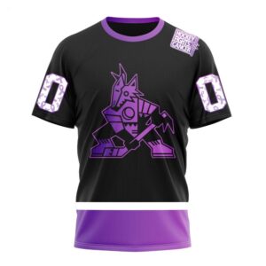 NHL Arizona Coyotes T Shirt Special Black Hockey Fights Cancer Kits 3D T Shirt 1